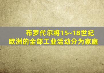 布罗代尔将15~18世纪欧洲的全部工业活动分为家庭