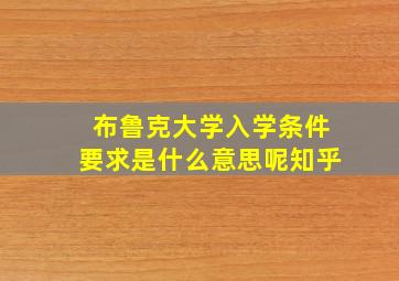 布鲁克大学入学条件要求是什么意思呢知乎