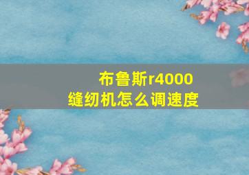 布鲁斯r4000缝纫机怎么调速度