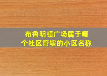 布鲁明顿广场属于哪个社区管辖的小区名称