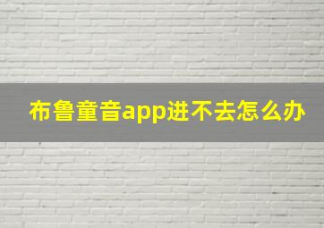 布鲁童音app进不去怎么办