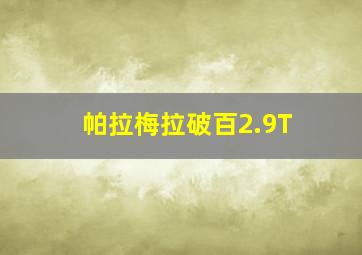 帕拉梅拉破百2.9T