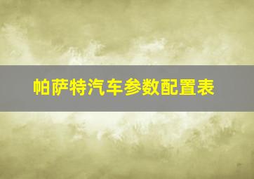 帕萨特汽车参数配置表