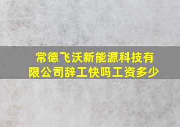 常德飞沃新能源科技有限公司辞工快吗工资多少