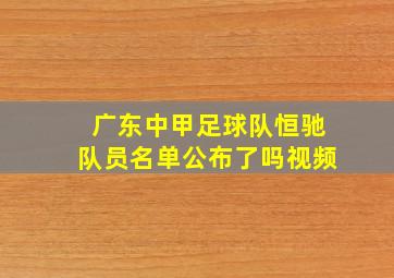 广东中甲足球队恒驰队员名单公布了吗视频