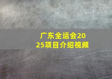 广东全运会2025项目介绍视频