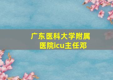 广东医科大学附属医院icu主任邓