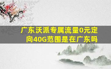 广东沃派专属流量0元定向40G范围是在广东吗