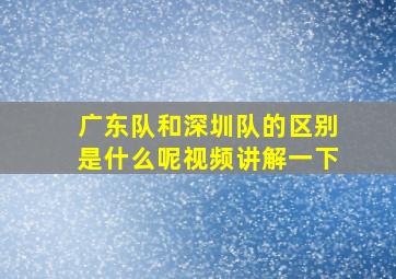 广东队和深圳队的区别是什么呢视频讲解一下