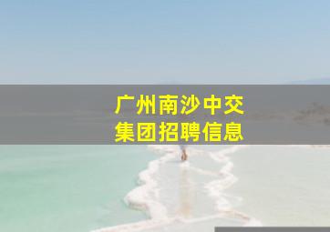 广州南沙中交集团招聘信息