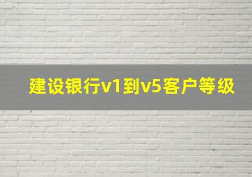 建设银行v1到v5客户等级