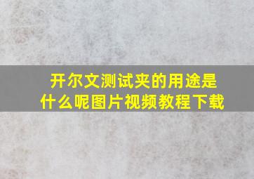 开尔文测试夹的用途是什么呢图片视频教程下载