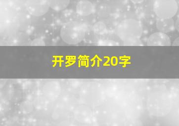 开罗简介20字