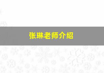 张琳老师介绍