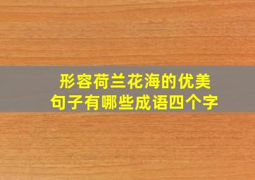 形容荷兰花海的优美句子有哪些成语四个字