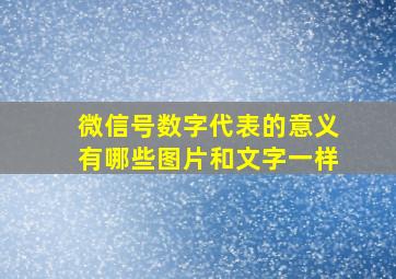 微信号数字代表的意义有哪些图片和文字一样