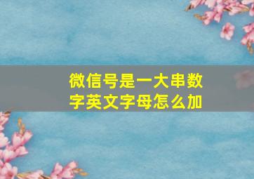 微信号是一大串数字英文字母怎么加