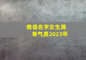 微信名字女生简单气质2023年