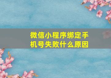 微信小程序绑定手机号失败什么原因