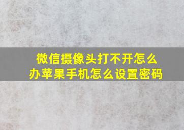 微信摄像头打不开怎么办苹果手机怎么设置密码