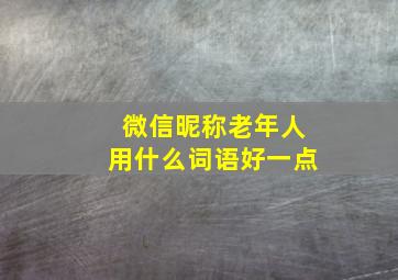 微信昵称老年人用什么词语好一点