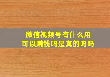 微信视频号有什么用可以赚钱吗是真的吗吗