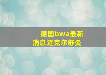 德国bwa最新消息迈克尔舒曼