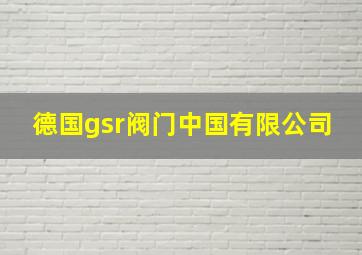 德国gsr阀门中国有限公司