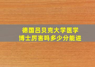 德国吕贝克大学医学博士厉害吗多少分能进