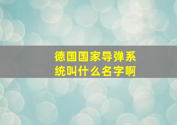 德国国家导弹系统叫什么名字啊