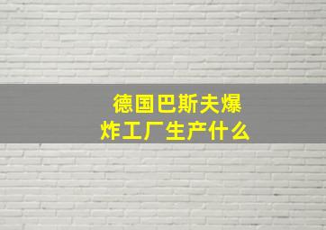 德国巴斯夫爆炸工厂生产什么