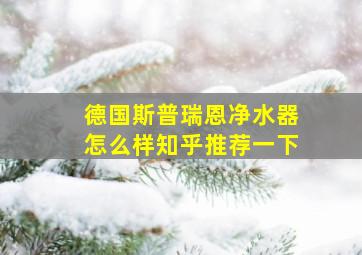 德国斯普瑞恩净水器怎么样知乎推荐一下