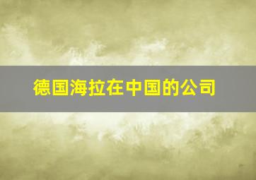 德国海拉在中国的公司