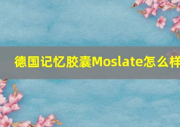 德国记忆胶囊Moslate怎么样