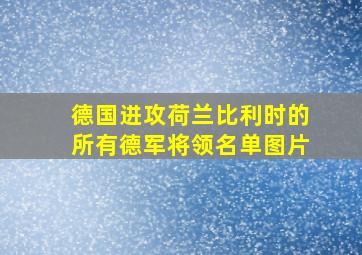 德国进攻荷兰比利时的所有德军将领名单图片