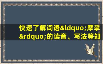 快速了解词语“摩挲”的读音、写法等知识点