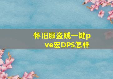 怀旧服盗贼一键pve宏DPS怎样