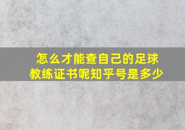 怎么才能查自己的足球教练证书呢知乎号是多少