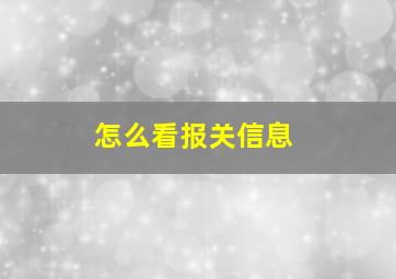 怎么看报关信息