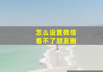 怎么设置微信看不了朋友圈