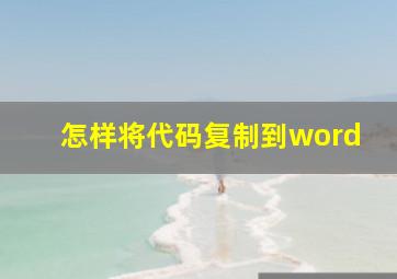 怎样将代码复制到word