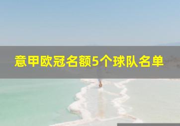 意甲欧冠名额5个球队名单