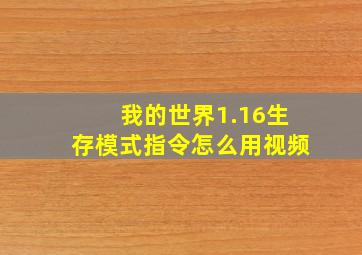 我的世界1.16生存模式指令怎么用视频