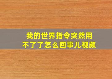 我的世界指令突然用不了了怎么回事儿视频