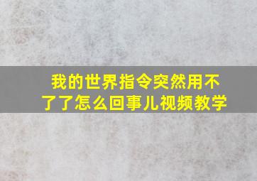 我的世界指令突然用不了了怎么回事儿视频教学