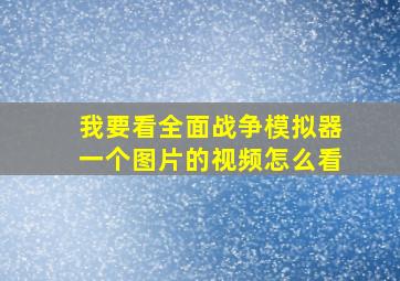 我要看全面战争模拟器一个图片的视频怎么看