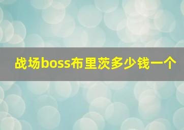 战场boss布里茨多少钱一个