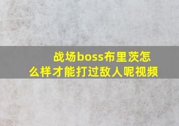 战场boss布里茨怎么样才能打过敌人呢视频