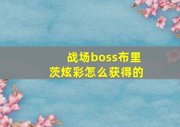 战场boss布里茨炫彩怎么获得的