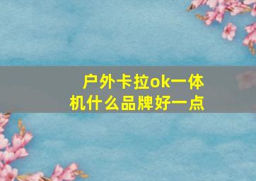 户外卡拉ok一体机什么品牌好一点